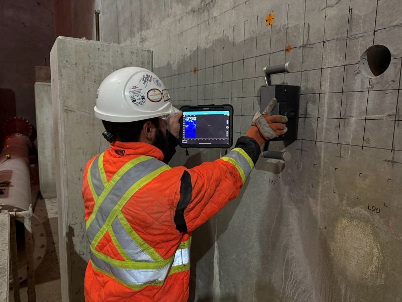 Ultrasonic Pulse Echo of Shotcrete Wall