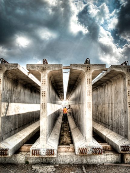 Bridge Girders and Worker